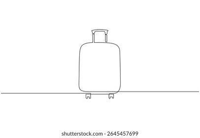 Suitcase in continuous line art drawing style. Single one line drawing of case, Single one line art sketch editable stroke concept of tourist walking with suitcase. Vector illustration.