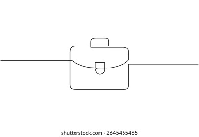 Mala contínua uma ilustração de desenho de linha. Desenho de linha única, Maleta ou bolsa em desenho contínuo de uma linha. Simples ilustração de arte de linha de saco de negócios. Vetor editável.