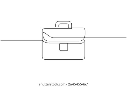Mala contínua uma ilustração de desenho de linha. Desenho de linha única, Maleta ou bolsa em desenho contínuo de uma linha. Simples ilustração de arte de linha de saco de negócios. Vetor editável.