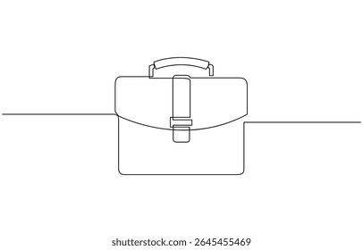Suitcase continuous one line drawing illustration. Single line drawing, Briefcase or handbag in continuous one line drawing. Simple line art illustration of business bag. Editable vector.