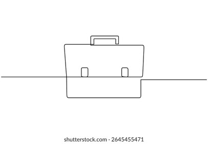 Mala contínua uma ilustração de desenho de linha. Desenho de linha única, Maleta ou bolsa em desenho contínuo de uma linha. Simples ilustração de arte de linha de saco de negócios. Vetor editável.
