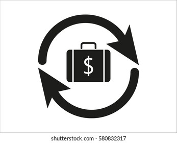 suitcase, currency, arrow, icon, vector illustration eps10