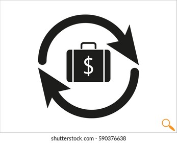 suitcase, currency, arrow, icon, vector illustration eps10