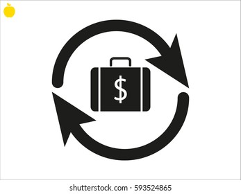 suitcase, currency, arrow, icon, vector illustration eps10
