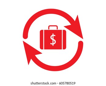 suitcase, currency, arrow, icon, vector illustration eps10