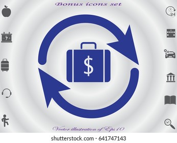 suitcase, currency, icon, vector illustration eps10