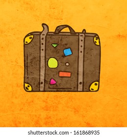 Suitcase. Cute Hand Drawn Vector illustration, Vintage Paper Texture Background