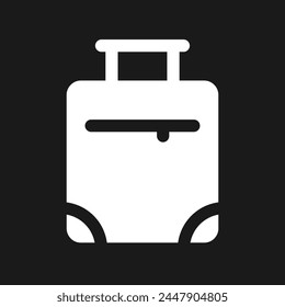 Suitcase dark mode glyph ui icon. Package with traveler belongings. User interface design. White silhouette symbol on black space. Solid pictogram for web, mobile. Vector isolated illustration