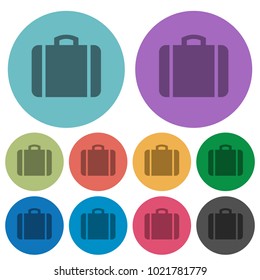 Suitcase darker flat icons on color round background