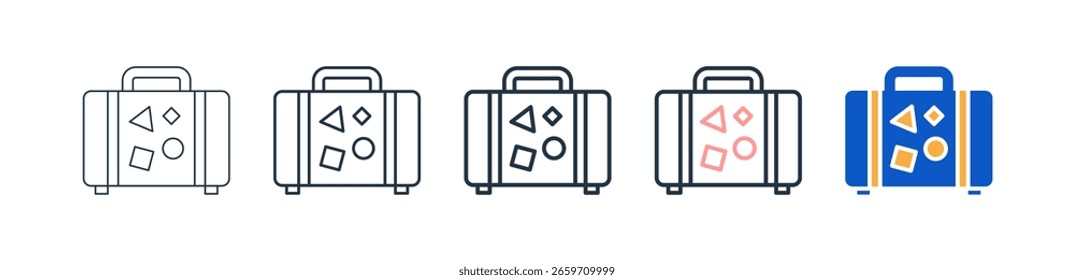 Maleta de diferentes iconos de estilo conjunto de Ilustración vectorial.