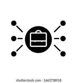Suitcase documents black icon, concept illustration, vector flat symbol, glyph sign.