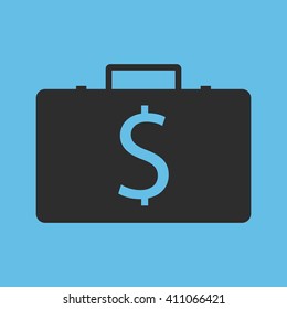 Suitcase dollar icon.