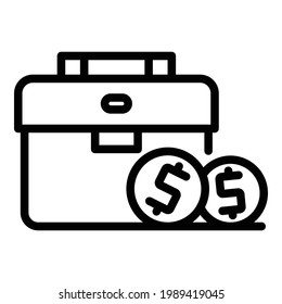 Suitcase dollar icon. Outline Suitcase dollar vector icon for web design isolated on white background