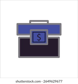 moeda de dólar de mala. ícone colorido simples