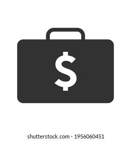 Koffer mit Symbol für Dollar, einfache Vektorgrafik