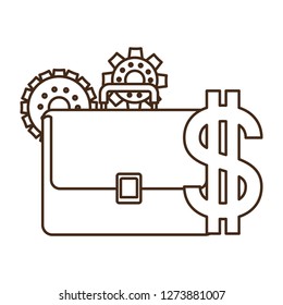 suitcase with dollar symbol isolated icon