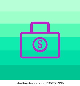 Suitcase with dollar symbol line icon.