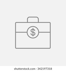 Suitcase with dollar symbol line icon for web, mobile and infographics. Vector dark grey icon isolated on light grey background.