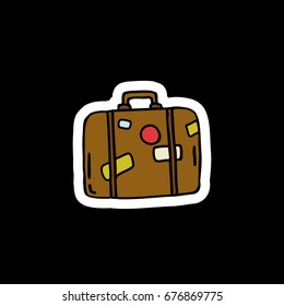 suitcase doodle icon, sticker