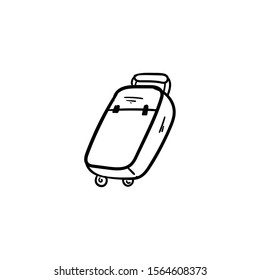 suitcase doodle icon vector hand drawing
