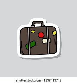 suitcase doodle sticker icon