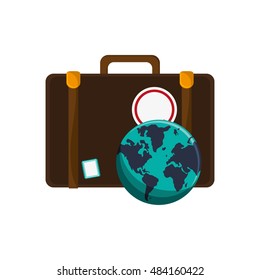suitcase and   earth globeicon