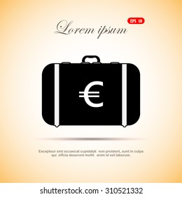  suitcase and euro  vector icon