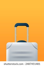 Suitcase with extended handle on gradient orange background travel luggage concept modern design