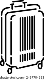 Suitcase flat black vector icon.