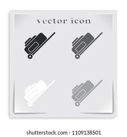 Suitcase flat black and white vector icon. Bag illustration.