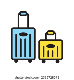 Suitcase flat coloured icon. Travel baggage and luggage colored vector icon and illustration. 
