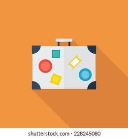 Suitcase flat icon. Modern flat icons with long shadow effect in stylish colors. Icons for Web and Mobile Application. EPS 10.