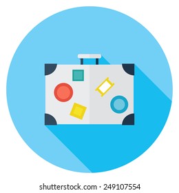  Suitcase flat icon. Modern flat icons with long shadow effect in stylish colors. Icons for Web and Mobile Application. EPS 10.