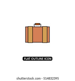 Suitcase flat line icon isolated. Leather suitcase for traveller