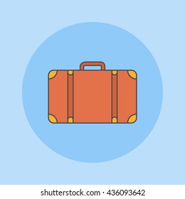 Suitcase flat line icon. Vector illustration.
