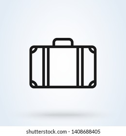 Suitcase flat style. Vector line art illustration icon isolated on white background. 