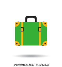 Suitcase flat vector illustration on isolated background. Case for tourism, journey, trip, tour, voyage, summer vacation.