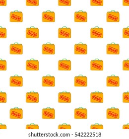 Suitcase for flight to Miami pattern. Cartoon illustration of suitcase for flight to Miami vector pattern for web