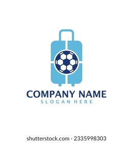 Suitcase with Football logo design vector. Suitcase logo design template concept