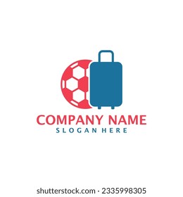 Suitcase with Football logo design vector. Suitcase logo design template concept