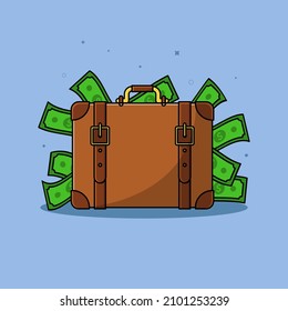 Suitcase full of money, finance and business illustration