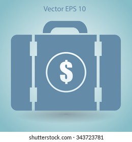 a suitcase full of money vector illustration