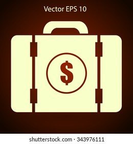 a suitcase full of money vector illustration