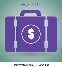 a suitcase full of money vector illustration