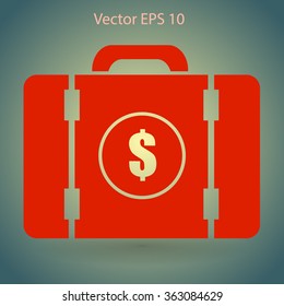 a suitcase full of money vector illustration