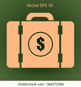 a suitcase full of money vector illustration