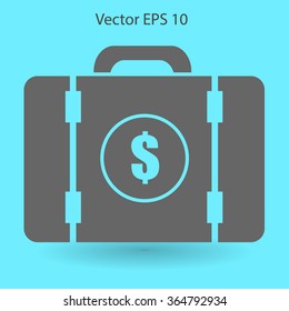 a suitcase full of money vector illustration