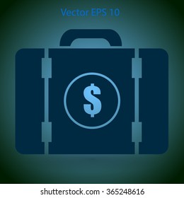 a suitcase full of money vector illustration