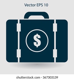 a suitcase full of money vector illustration