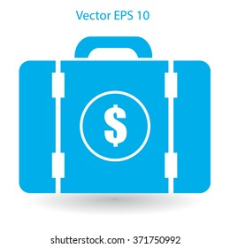a suitcase full of money vector illustration